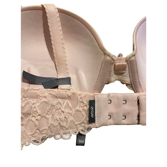 Aerie Mia Bra 36B Push Up Pink Satin Lace Adjustable Removable Straps Strapless - Picture 4 of 8